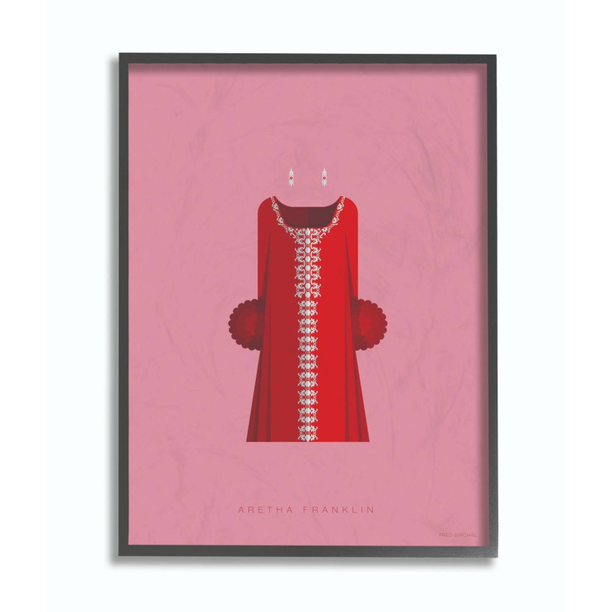 Stupell Industries Aretha Franklin Famous Fashion Design with Black Frame Wall Accent